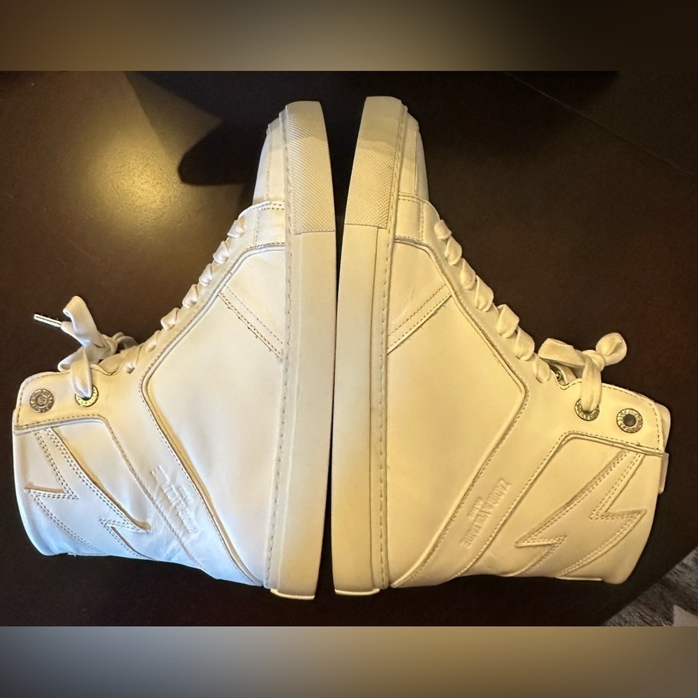 NIB Zadig & Voltaire High Flash Leather High-Top Sneakers Size 39 Blanc White 8 - Picture 5 of 13